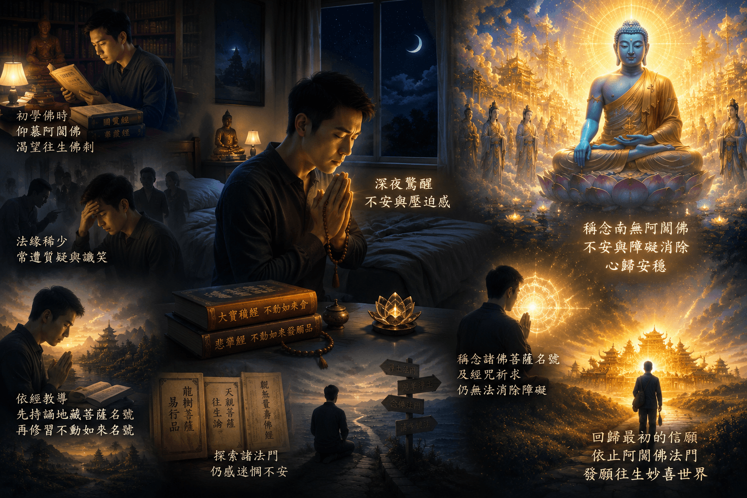 圖／一位居士輾轉修學多年，歷經種種因緣與考驗，最終重拾對阿閦佛的信心，回歸最初的信願，立志往生東方妙喜世界。（示意圖）