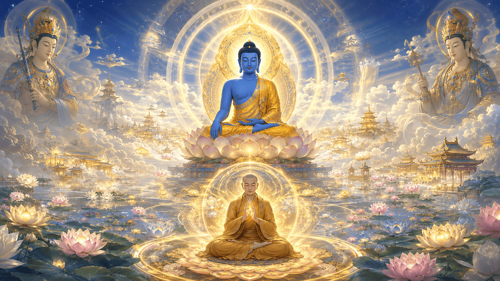 持誦楞嚴神咒,發願往生東方妙喜淨土。