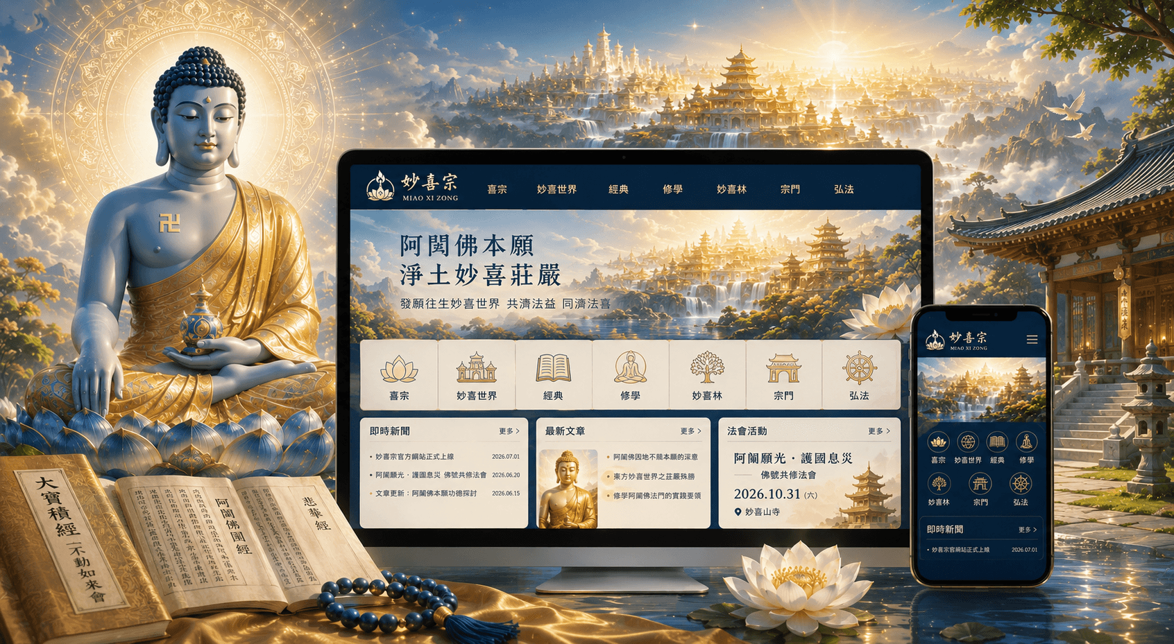 妙喜宗官方網站正式上線,整合經典、修學、弘法資訊,提供大眾完整學習平台。